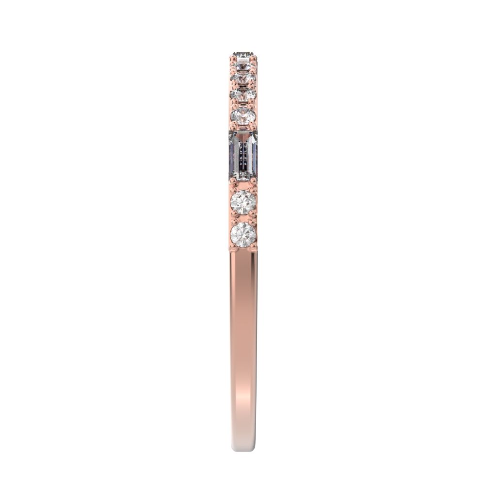 0.3 ct Baguette Cut Moissanite dainty Minimalist half eternity Stackable light simple 14K / 18K Solid Rose Gold everyday wedding band