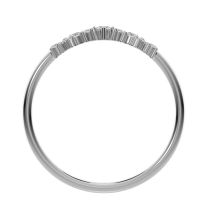 0.16 ct Round Cut Moissanite dainty Minimalist cluster Crown Stackable tiara curved 14K / 18K Solid White Gold everyday wedding band