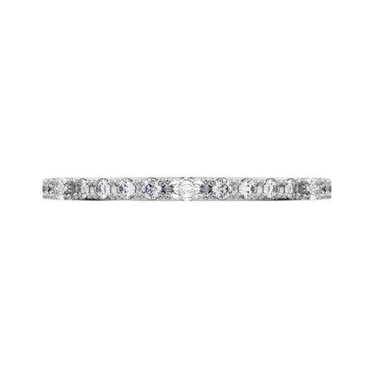 0.195 ct Marquise Cut Moissanite dainty Minimalist half eternity Stackable light simple 14K / 18K Solid White Gold everyday wedding band