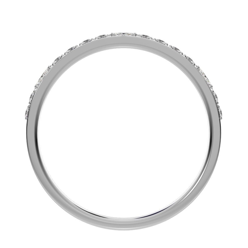 0.195 ct Marquise Cut Moissanite dainty Minimalist half eternity Stackable light simple 14K / 18K Solid White Gold everyday wedding band
