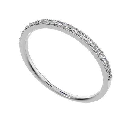 0.195 ct Marquise Cut Moissanite dainty Minimalist half eternity Stackable light simple 14K / 18K Solid White Gold everyday wedding band