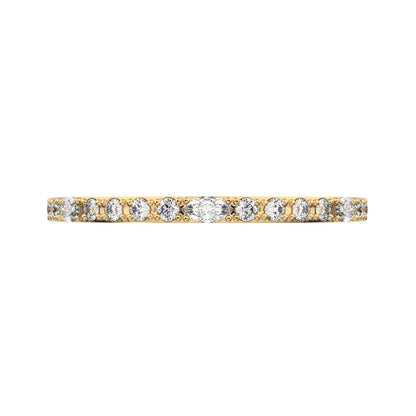 0.195 ct Marquise Cut Moissanite dainty Minimalist half eternity Stackable light simple 14K / 18K Solid Yellow Gold everyday wedding band