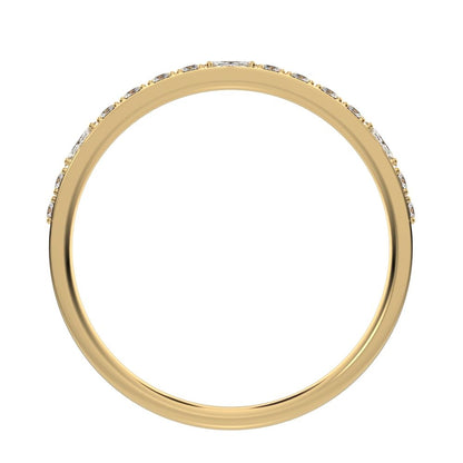 0.195 ct Marquise Cut Moissanite dainty Minimalist half eternity Stackable light simple 14K / 18K Solid Yellow Gold everyday wedding band