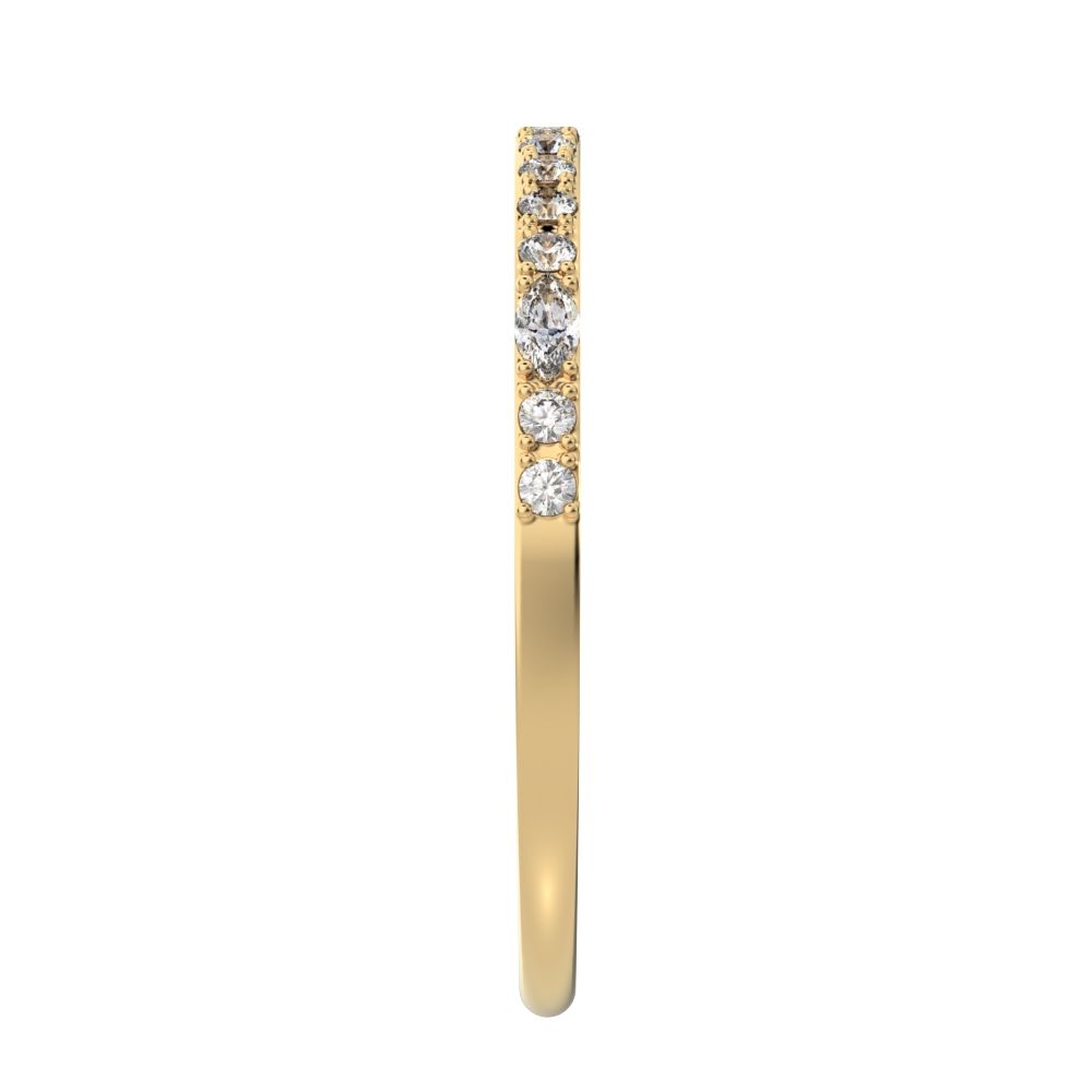 0.195 ct Marquise Cut Moissanite dainty Minimalist half eternity Stackable light simple 14K / 18K Solid Yellow Gold everyday wedding band