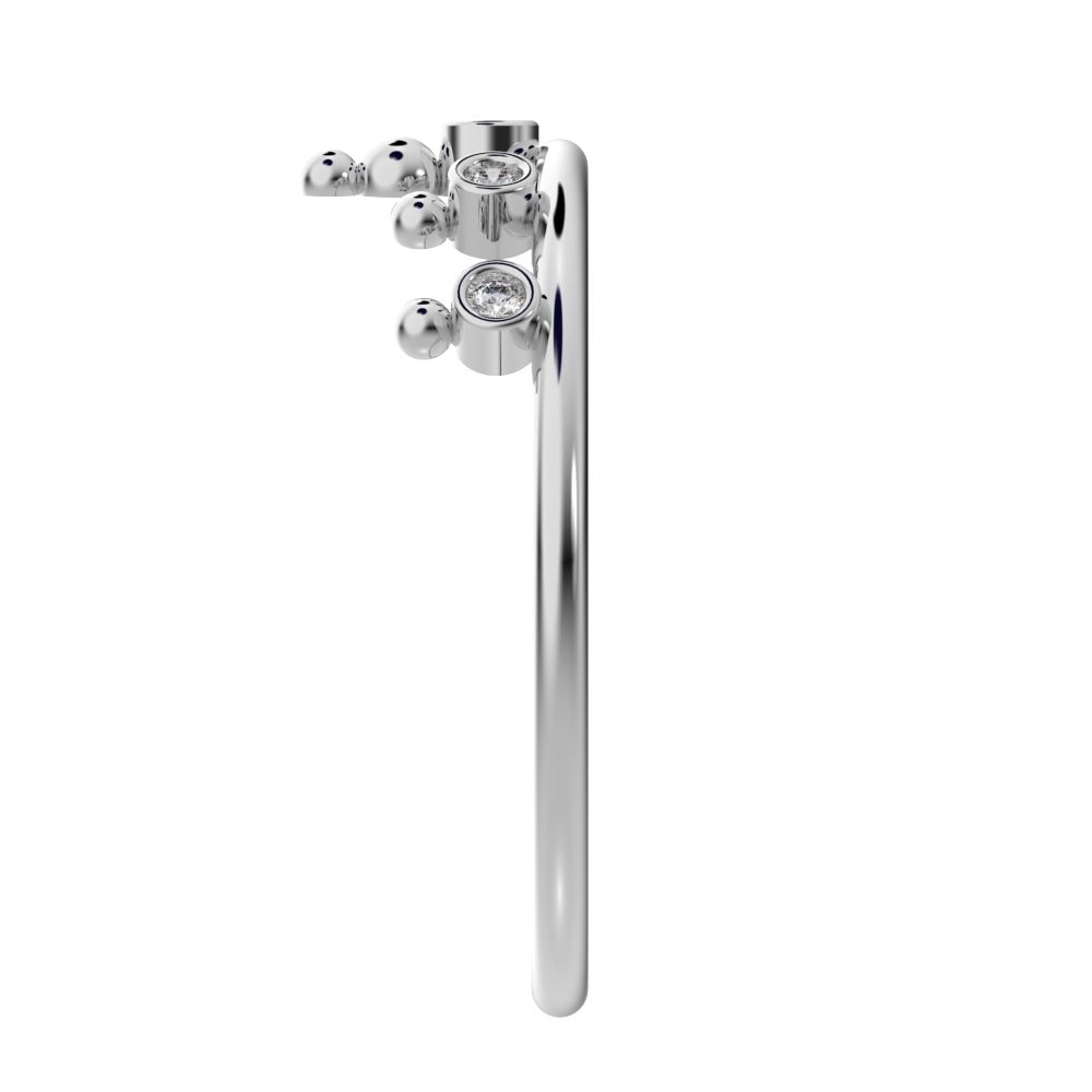 0.055 ct Round Cut Moissanite dainty Minimalist bezel Stackable Crown Tiara light 14K / 18K Solid White Gold everyday wedding band