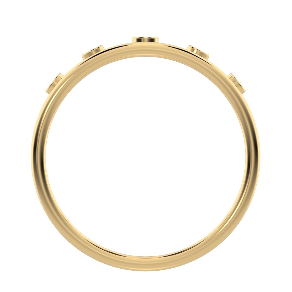0.055Ct Round Cut Simulated Clear Diamond Minimalist bezel Stackable Crown Tiara light 14K / 18K Solid Yellow Gold everyday wedding band