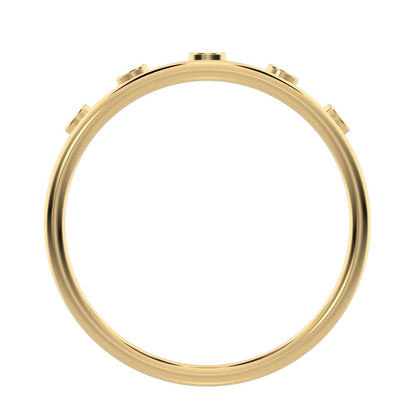 0.055 ct Round Cut Moissanite dainty Minimalist bezel Stackable Crown Tiara light 14K / 18K Solid Yellow Gold everyday wedding band