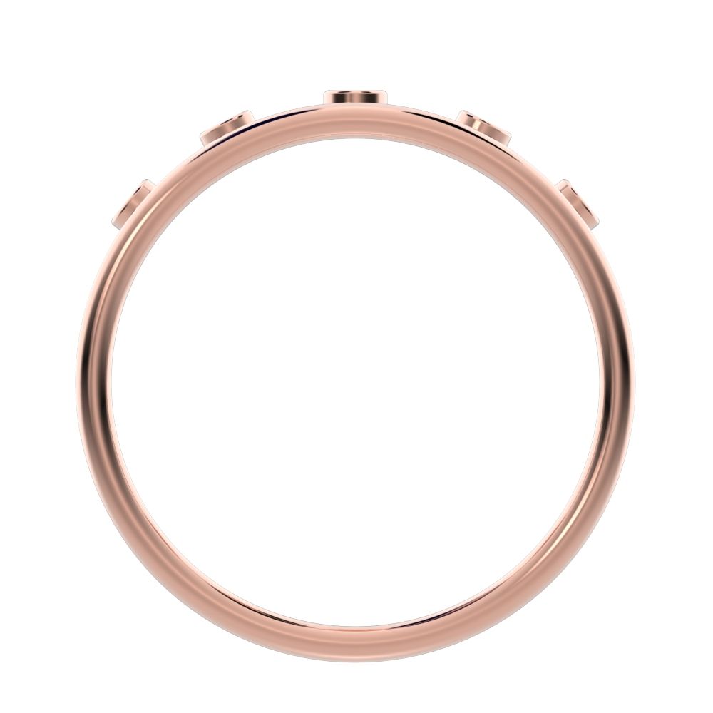 0.055 ct Round Cut Moissanite dainty Minimalist bezel Stackable Crown Tiara light 14K / 18K Solid Rose Gold everyday wedding band