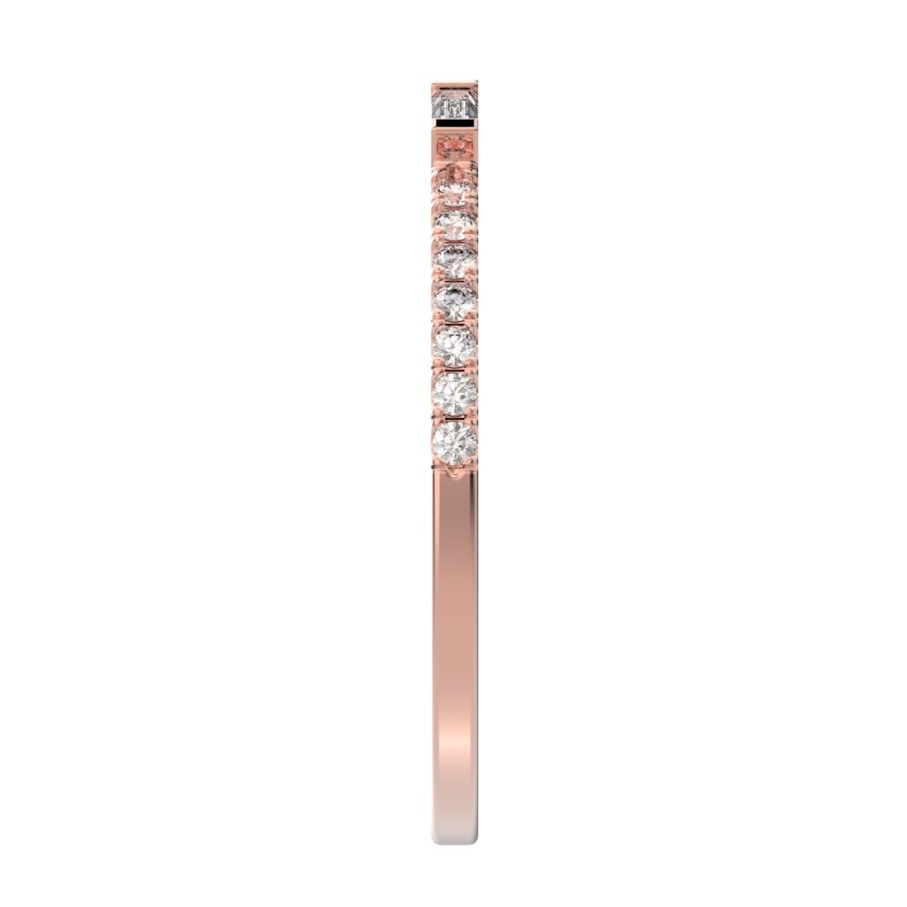 0.32Ct Baguette Cut Moissanite Minimalist half eternity Stackable 3 stone light simple 14K / 18K Solid Rose Gold everyday wedding band