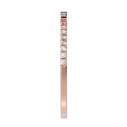 0.32Ct Baguette Cut Moissanite Minimalist half eternity Stackable 3 stone light simple 14K / 18K Solid Rose Gold everyday wedding band