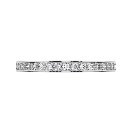 0.285Ct Round Cut Moissanite Minimalist half eternity Stackable channel light simple 14K / 18K Solid White Gold everyday wedding band