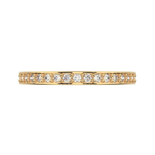 0.285Ct Round Cut Simulated Clear Diamond half eternity Stackable channel light simple 14K / 18K Solid Yellow Gold everyday wedding band