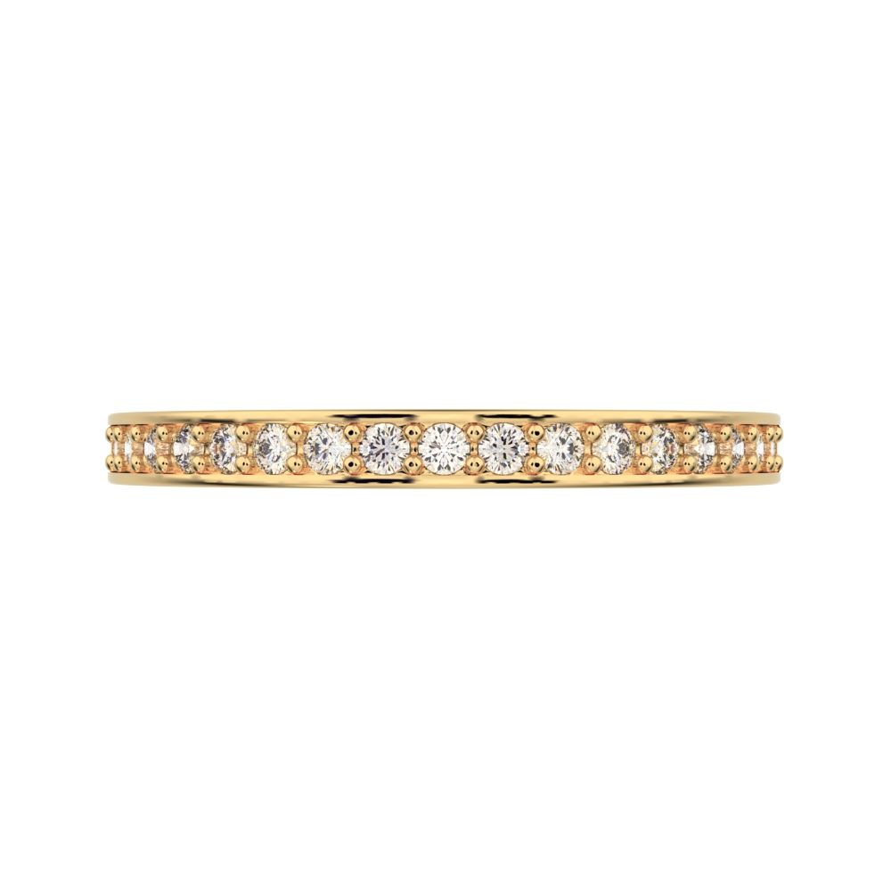 0.285Ct Round Cut Moissanite Minimalist half eternity Stackable channel light simple 14K / 18K Solid Yellow Gold everyday wedding band