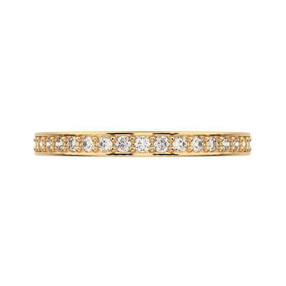 0.285Ct Round Cut Moissanite Minimalist half eternity Stackable channel light simple 14K / 18K Solid Yellow Gold everyday wedding band