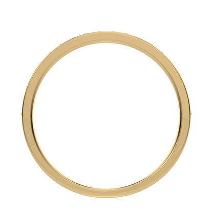 0.285Ct Round Cut Moissanite Minimalist half eternity Stackable channel light simple 14K / 18K Solid Yellow Gold everyday wedding band
