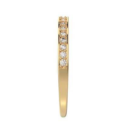 0.285Ct Round Cut Moissanite Minimalist half eternity Stackable channel light simple 14K / 18K Solid Yellow Gold everyday wedding band
