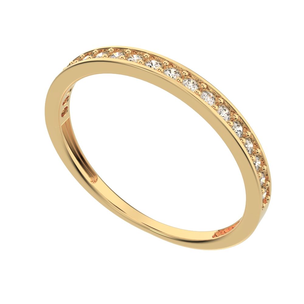 0.285Ct Round Cut Moissanite Minimalist half eternity Stackable channel light simple 14K / 18K Solid Yellow Gold everyday wedding band
