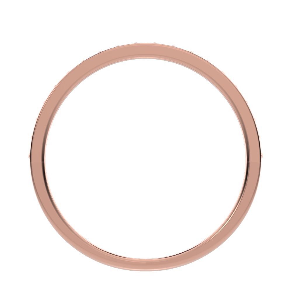 0.285Ct Round Cut Moissanite dainty Minimalist half eternity Stackable channel light simple 14K / 18K Solid Rose Gold everyday wedding band