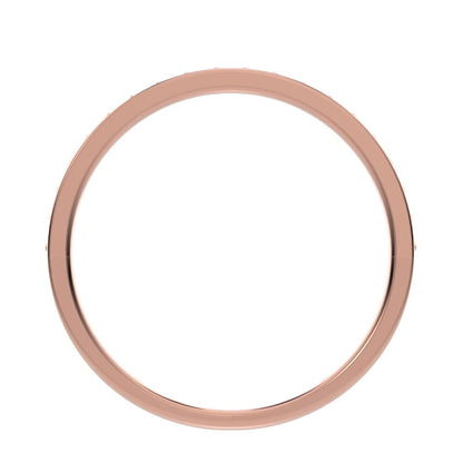 0.285Ct Round Cut Moissanite dainty Minimalist half eternity Stackable channel light simple 14K / 18K Solid Rose Gold everyday wedding band