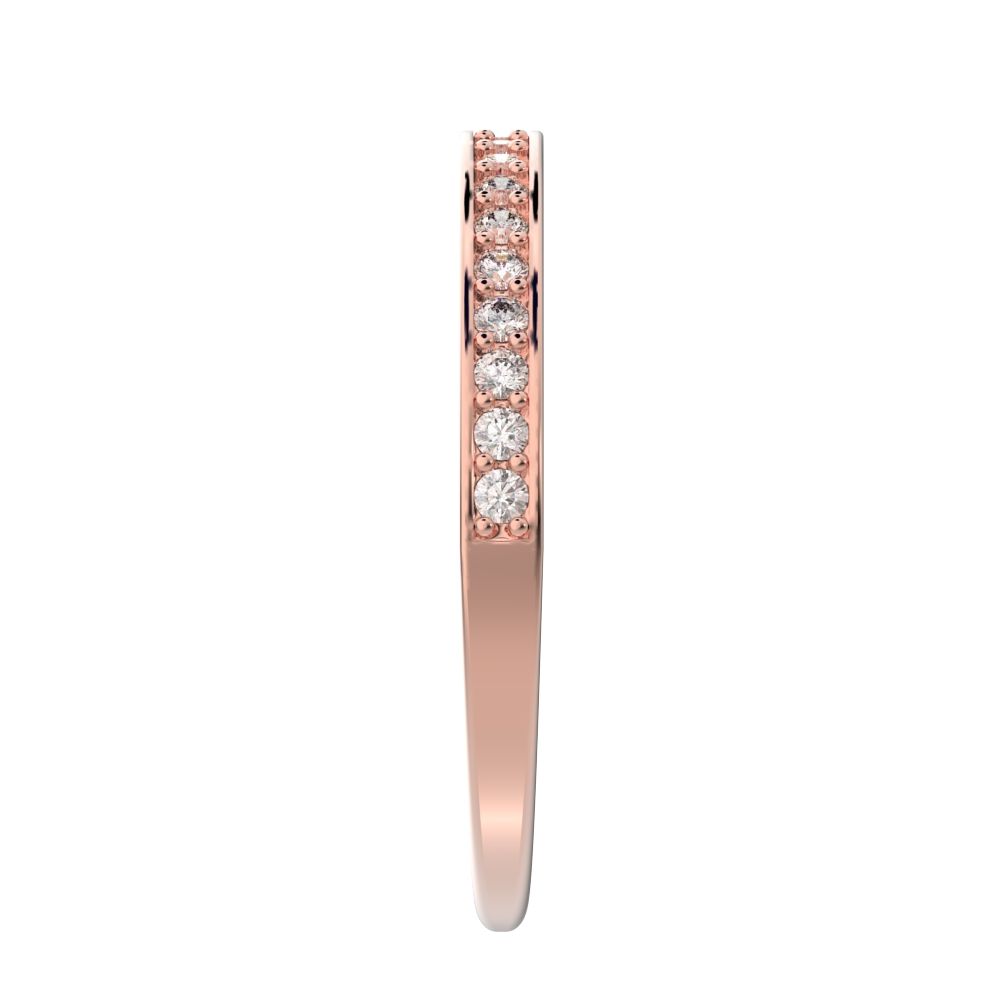 0.285Ct Round Cut Moissanite dainty Minimalist half eternity Stackable channel light simple 14K / 18K Solid Rose Gold everyday wedding band