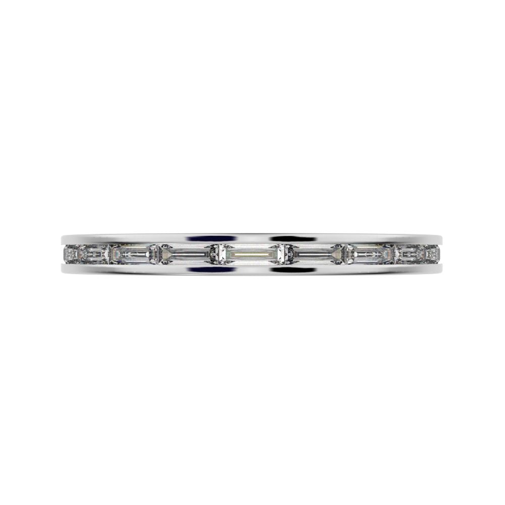 0.66Ct Baguette Cut Simulated Clear Diamond half eternity Stackable channel light simple 14K / 18K Solid White Gold everyday wedding band