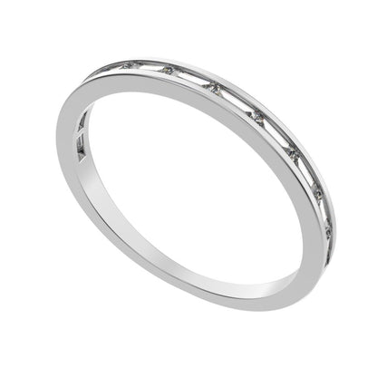 0.66Ct Baguette Cut Moissanite Minimalist half eternity Stackable channel light simple 14K / 18K Solid White Gold everyday wedding band