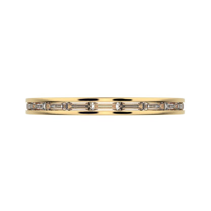 0.66Ct Baguette Cut Moissanite Minimalist half eternity Stackable channel light simple 14K / 18K Solid Yellow Gold everyday wedding band