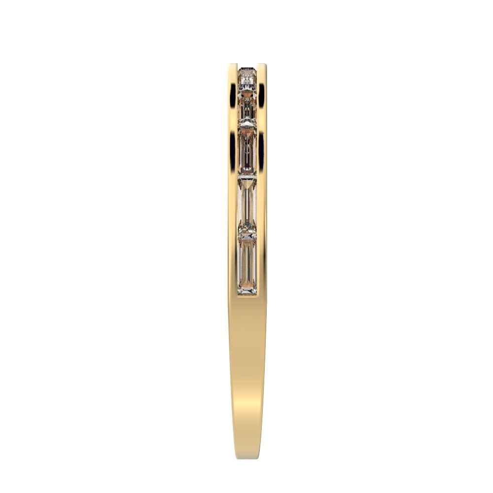 0.66Ct Baguette Cut Moissanite Minimalist half eternity Stackable channel light simple 14K / 18K Solid Yellow Gold everyday wedding band