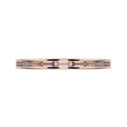 0.66Ct Baguette Cut Simulated Clear Diamond half eternity Stackable channel light simple 14K / 18K Solid Rose Gold everyday wedding band