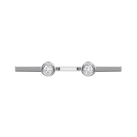 0.03 ct Round Cut Moissanite dainty Minimalist adjustable bezel 2 stone Stackable 14K / 18K Solid White Gold everyday wedding band