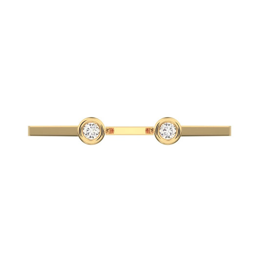 0.03Ct Round Cut Simulated Clear Diamond Minimalist adjustable bezel 2 stone Stackable 14K / 18K Solid Yellow Gold everyday wedding band