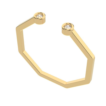 0.03 ct Round Cut Moissanite dainty Minimalist adjustable bezel 2 stone Stackable 14K / 18K Solid Yellow Gold everyday wedding band