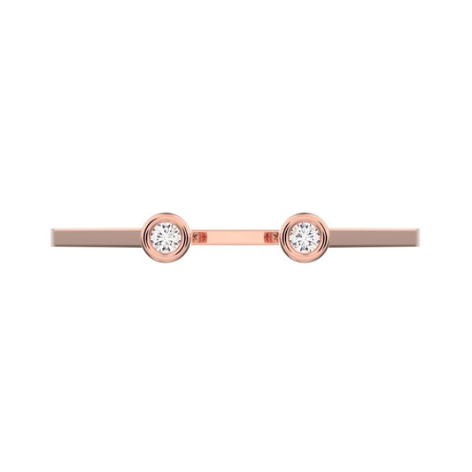 0.03Ct Round Cut Simulated Clear Diamond Minimalist adjustable bezel 2 stone Stackable 14K / 18K Solid Rose Gold everyday wedding band