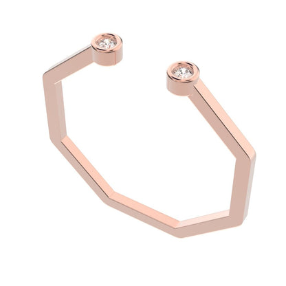 0.03Ct Round Cut Simulated Clear Diamond Minimalist adjustable bezel 2 stone Stackable 14K / 18K Solid Rose Gold everyday wedding band