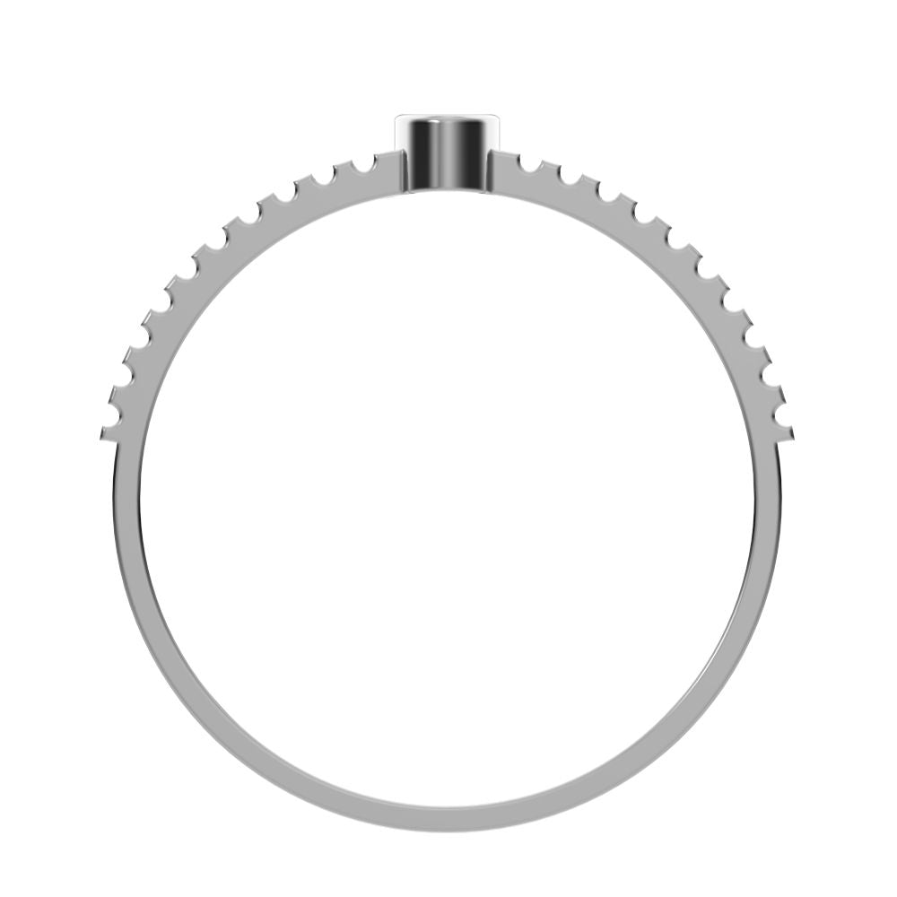 0.03Ct Round Cut Simulated Clear Diamond Minimalist bezel solitaire ribbed Stackable 14K / 18K Solid White Gold everyday wedding band