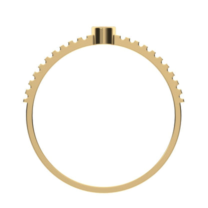 0.03Ct Round Cut Simulated Clear Diamond Minimalist bezel solitaire ribbed Stackable 14K / 18K Solid Yellow Gold everyday wedding band