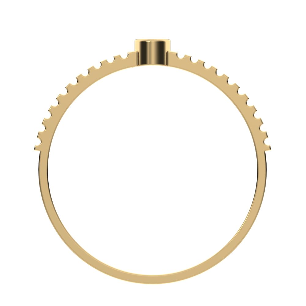 0.03 ct Round Cut Moissanite dainty Minimalist bezel solitaire ribbed Stackable 14K / 18K Solid Yellow Gold everyday wedding band