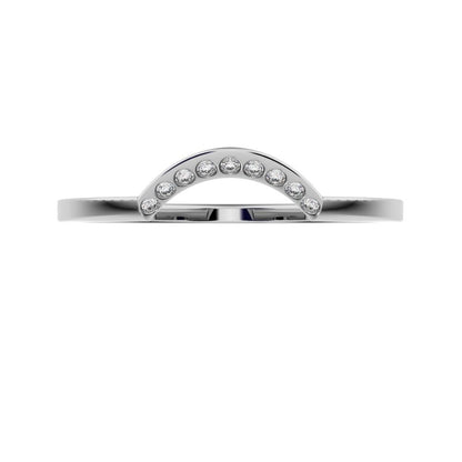 0.045Ct Round Cut Simulated Clear Diamond dainty Minimalist half moon Stackable curved arc 14K / 18K Solid White Gold everyday wedding band
