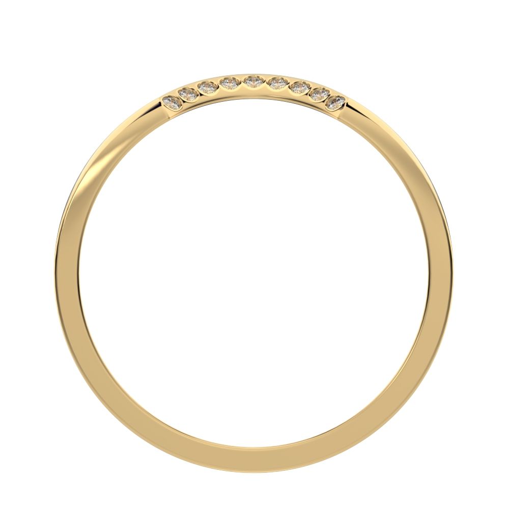 0.045Ct Round Cut Simulated Clear Diamond Minimalist half moon Stackable curved arc 14K / 18K Solid Yellow Gold everyday wedding band