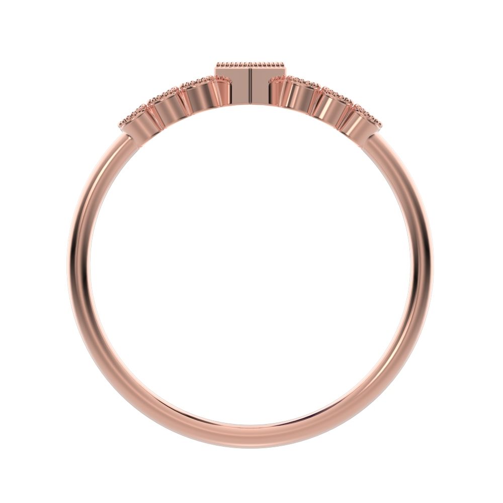 0.105 ct Princess Cut Moissanite dainty halo Minimalist solitaire with accents bezel milgrain 14K / 18K Solid Rose Gold everyday ring