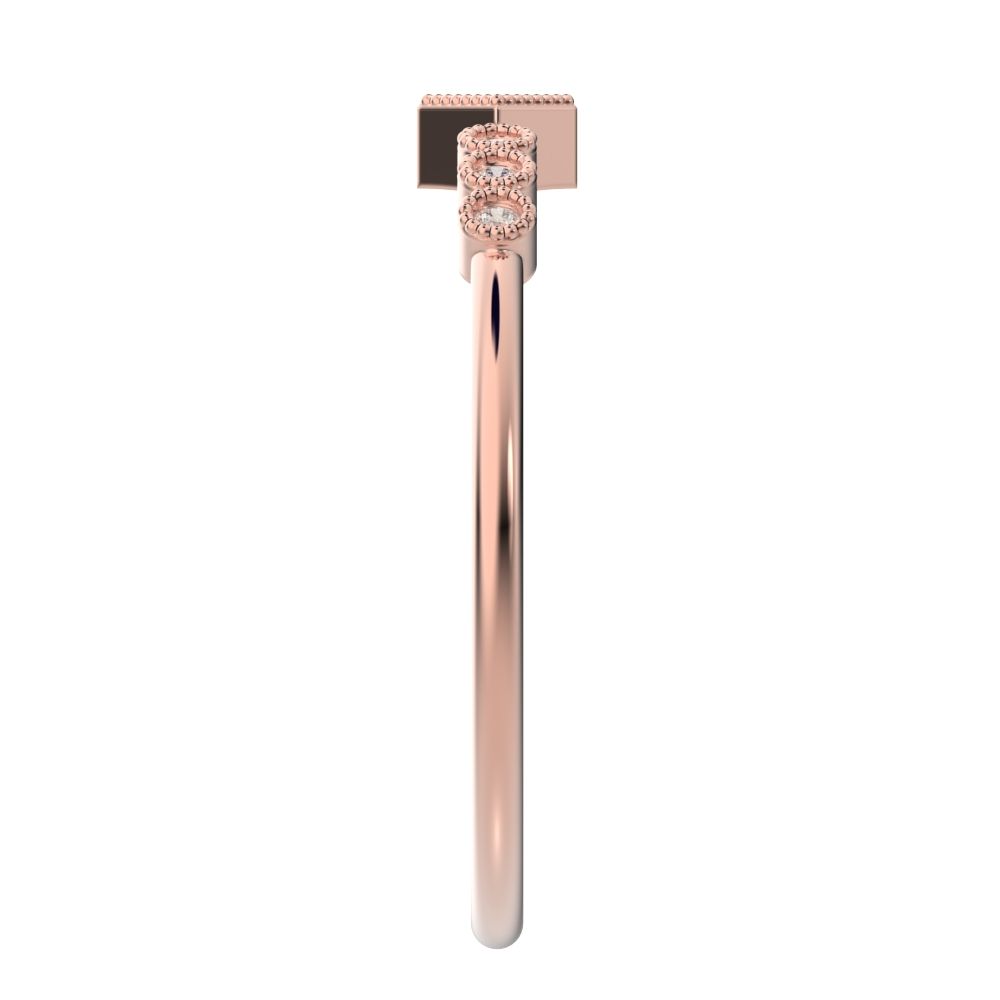 0.105 ct Princess Cut Simulated Clear Diamond dainty halo Minimalist solitaire with accents 14K / 18K Solid Rose Gold everyday ring