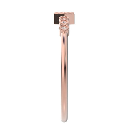 0.105 ct Princess Cut Simulated Clear Diamond dainty halo Minimalist solitaire with accents 14K / 18K Solid Rose Gold everyday ring