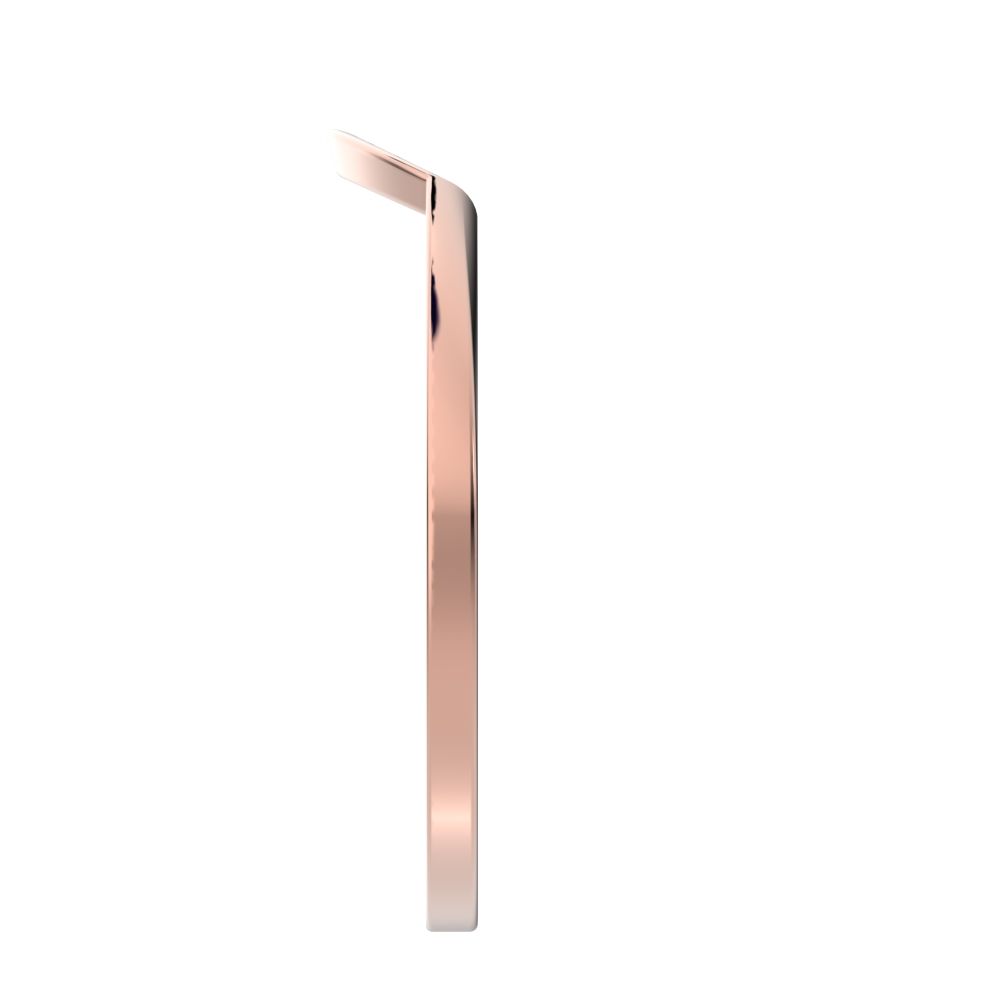 0.045 ct Round Cut Moissanite dainty Minimalist half moon Stackable curved arc 14K / 18K Solid Rose Gold everyday wedding band
