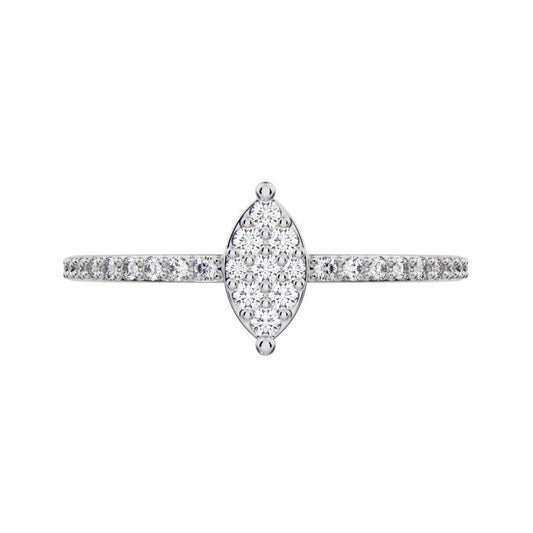 0.23 ct Round Cut Simulated Clear Diamond dainty Minimalist cluster marquise eye simple light 14K / 18K Solid White Gold everyday ring