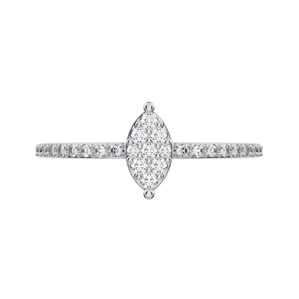 0.23 ct Round Cut Moissanite dainty Minimalist cluster marquise eye simple light 14K / 18K Solid White Gold everyday ring