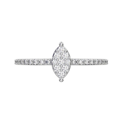 0.23 ct Round Cut Moissanite dainty Minimalist cluster marquise eye simple light 14K / 18K Solid White Gold everyday ring
