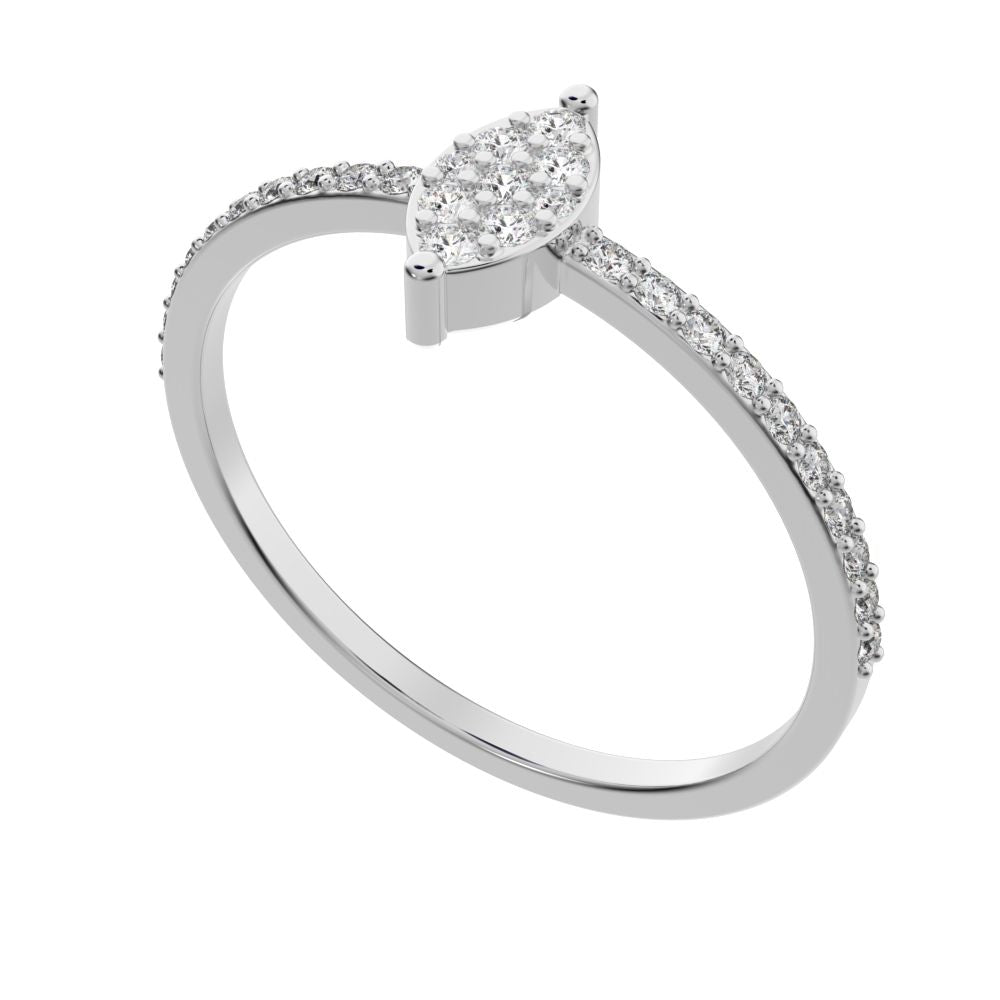0.23 ct Round Cut Moissanite dainty Minimalist cluster marquise eye simple light 14K / 18K Solid White Gold everyday ring