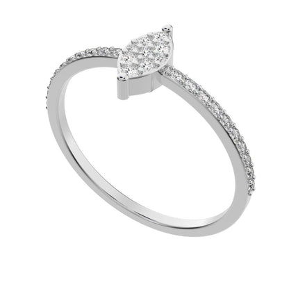 0.23 ct Round Cut Moissanite dainty Minimalist cluster marquise eye simple light 14K / 18K Solid White Gold everyday ring