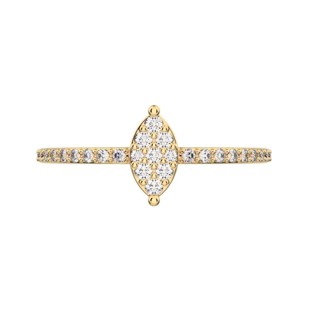 0.23 ct Round Cut Moissanite dainty Minimalist cluster marquise eye simple light 14K / 18K Solid Yellow Gold everyday ring