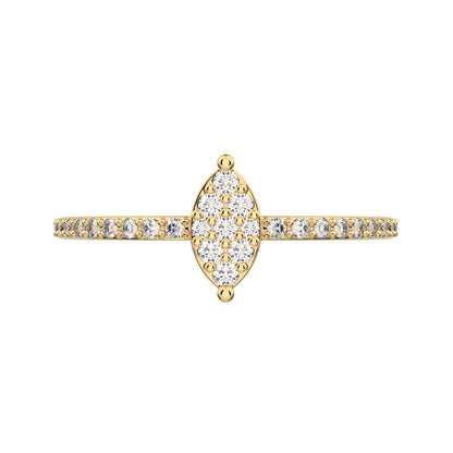 0.23 ct Round Cut Moissanite dainty Minimalist cluster marquise eye simple light 14K / 18K Solid Yellow Gold everyday ring